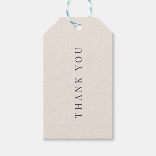 Minimalistische Botanische Trouw Soft Beige Cadeaulabel (Voorkant)