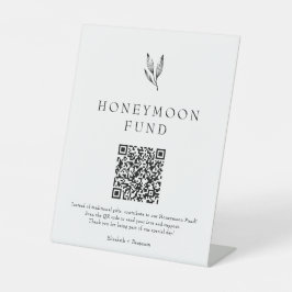 Minimalistische Botanische Trouwdatum Honeymoon Fu Reclamebord Met Voetstuk