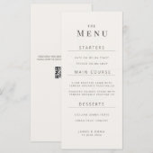 Minimalistische Botanische Trouwmenu | Warm Wit Menu (Voorkant / Achterkant)
