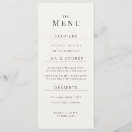 Minimalistische Botanische Trouwmenu | Warm Wit Menu
