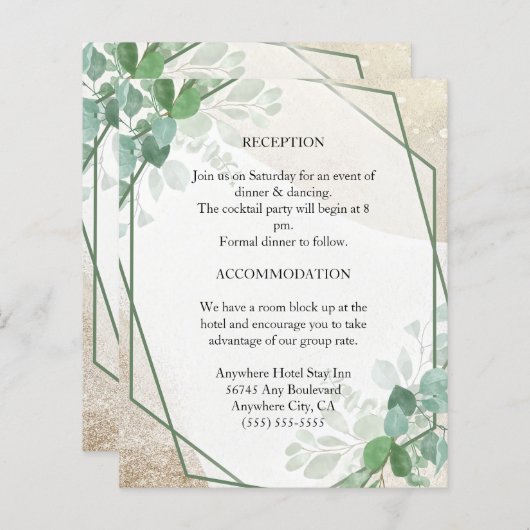 Minimalistische Botanische Trouwruimte Kaart (Voorkant / Achterkant)