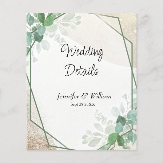 Minimalistische Botanische Trouwruimte Kaart (Achterkant)