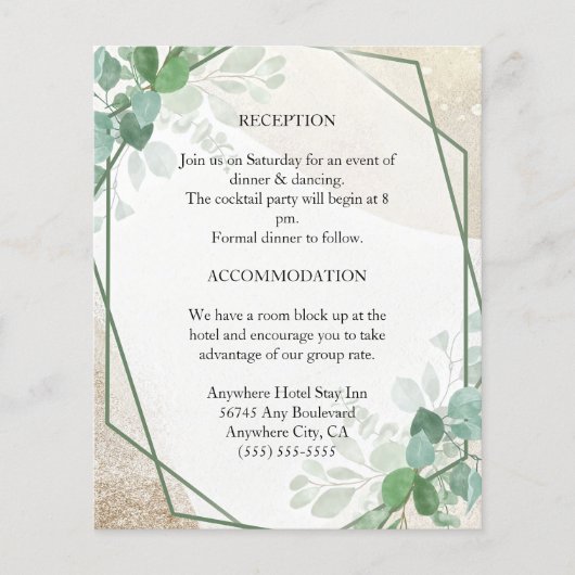 Minimalistische Botanische Trouwruimte Kaart (Voorkant)