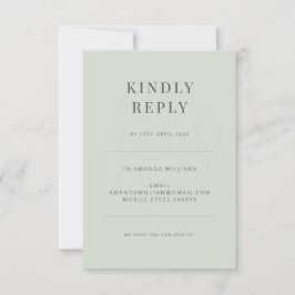 Minimalistische botanische typografie Bleke salie RSVP Kaartje