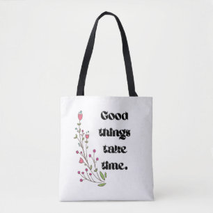 Minimalistische botanische typografie boodschappen tote bag