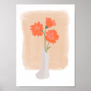Minimalistische botanische waterverf bloemenvase p poster