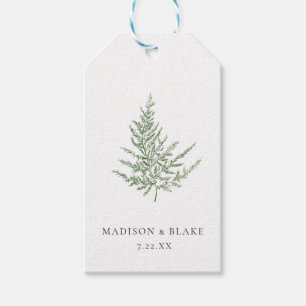 Minimalistische Botanische Waterverf Varen Bruilof Cadeaulabel