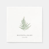 Minimalistische Botanische Waterverf Varen Bruilof Servet (Voorkant)