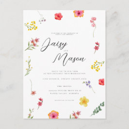 Minimalistische botanische wilde bloem Huwelijk me Briefkaart