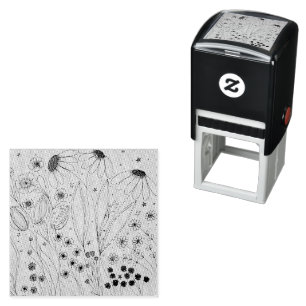 Minimalistische botanische zelfinktende wilde bloe stempel