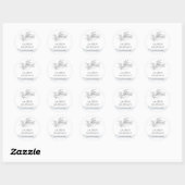 minimalistische botanische zilvermonogram ronde sticker (Vel)