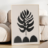 Minimalistische Botanische Zwart Wit Crème Abstrac Poster