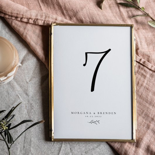 Minimalistische botanische zwarte en witte script kaart