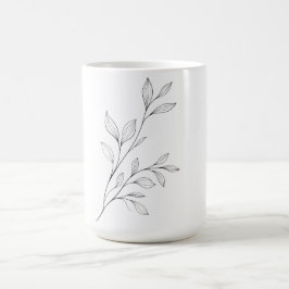 Minimalistische botanische zwarte lijnkunst koffiemok