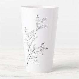 Minimalistische botanische zwarte lijnkunst latte mok