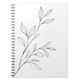 Minimalistische botanische zwarte lijnkunst notitieboek