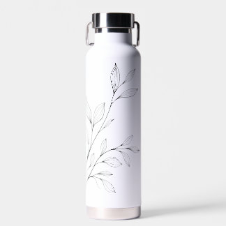 Minimalistische botanische zwarte lijnkunst waterfles