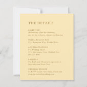 Minimalistische Boter Geel Budget Huwelijksuitnodi (Achterkant)