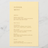 Minimalistische Boter Geel Modern Trouwmenu (Voorkant)