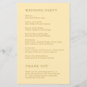 Minimalistische Boter Geel Modern Wedding Programm (Achterkant)