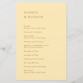 Minimalistische Boter Geel Modern Wedding Programm