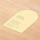 Minimalistische Boter Geel Moderne bruiloft Acryl Uitnodigingen (Laagn)
