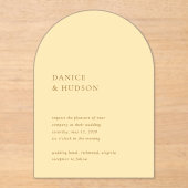 Minimalistische Boter Geel Moderne bruiloft Acryl Uitnodigingen (Voorkant)