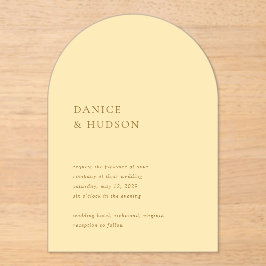 Minimalistische Boter Geel Moderne bruiloft Acryl Uitnodigingen