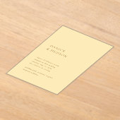 Minimalistische Boter Geel Moderne bruiloft Acryl Uitnodigingen (Laagn)