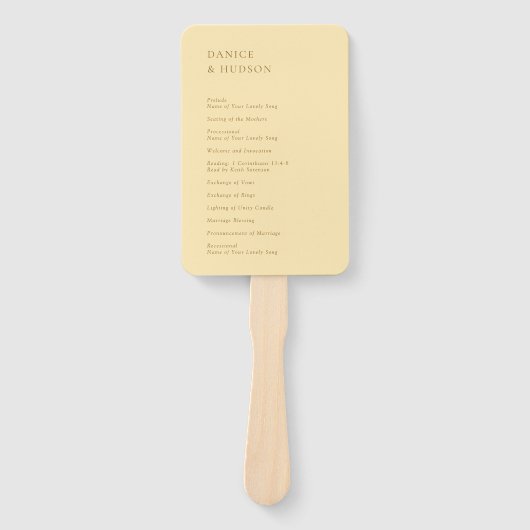 Minimalistische Boter Geel Moderne bruiloft Handwaaier (Voorkant)