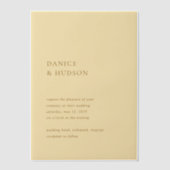 Minimalistische Boter Geel Moderne bruiloft Vellum Uitnodigingen (Voorkant)