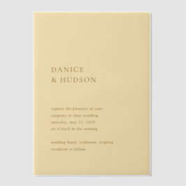 Minimalistische Boter Geel Moderne bruiloft Vellum Uitnodigingen