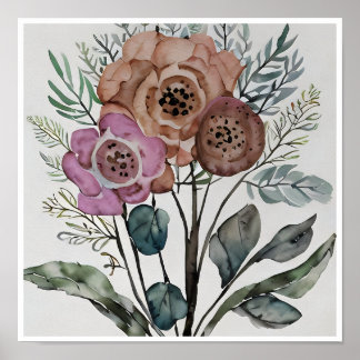 Minimalistische Bouquet van Bloemen Poster