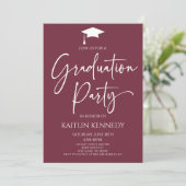 Minimalistische Bourgogne Elegant Graduation Party Kaart (Staand voorkant)