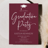 Minimalistische Bourgogne Elegant Graduation Party Kaart