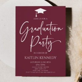 Minimalistische Bourgogne Elegant Graduation Party Kaart