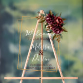 Minimalistische Bourgogne Floral Fall Wedding Welk Acryl Bord (Neutraal)