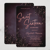 Minimalistische Bourgogne Glitter Druppelt Zoet 16 Kaart (Voorkant / Achterkant)