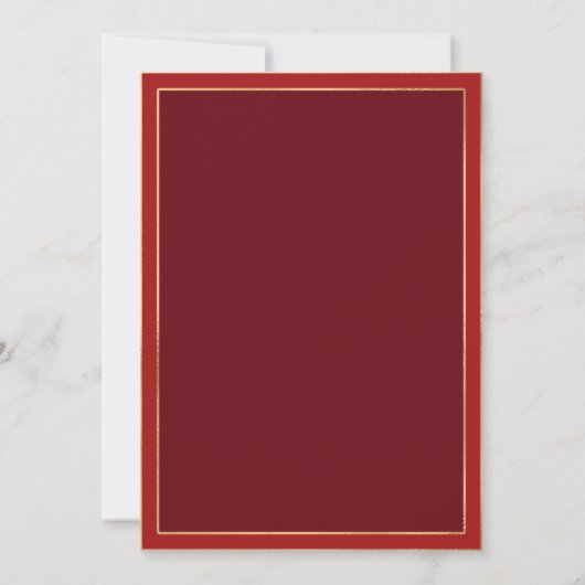 Minimalistische Bourgogne Gold Border Holiday Open Kaart (Achterkant)