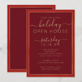 Minimalistische Bourgogne Gold Border Holiday Open Kaart (Voorkant / Achterkant)