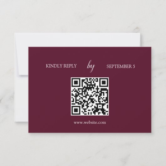 Minimalistische Bourgogne QR Code Wedding RSVP Kaa (Voorkant)