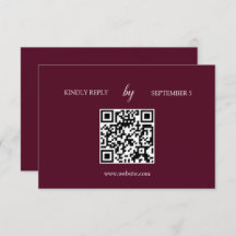 Minimalistische Bourgogne QR Code Wedding RSVP Kaa