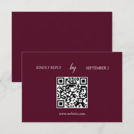 Minimalistische Bourgogne QR Code Wedding RSVP Kaa Kaartje