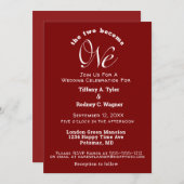 Minimalistische Bourgondië en Wit De One Wedding Kaart (Voorkant / Achterkant)