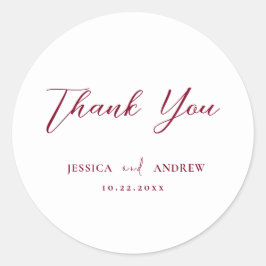 Minimalistische Bourgondië rood & wit eenvoudige b Ronde Sticker