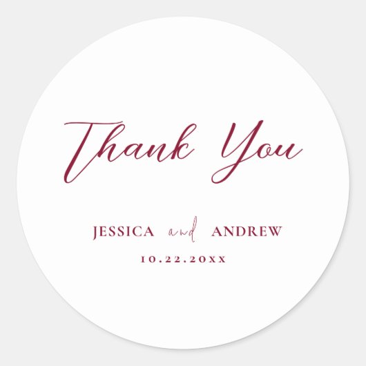 Minimalistische Bourgondië rood & wit eenvoudige b Ronde Sticker (Voorkant)