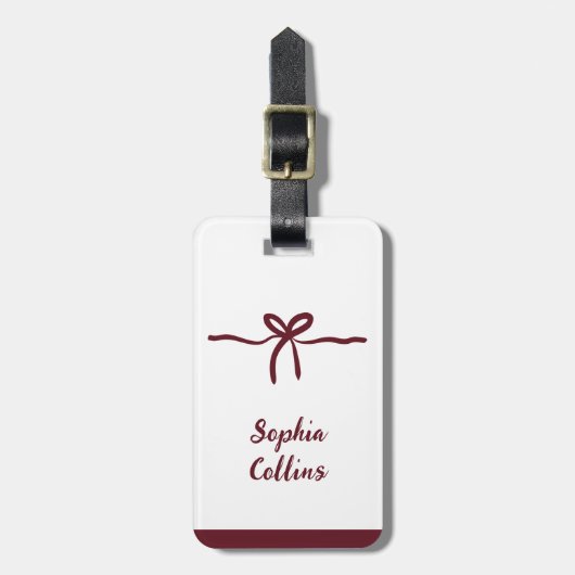 Minimalistische Bourgondische bruidsmeisje naam bo Bagagelabel (Voorkant verticaal)