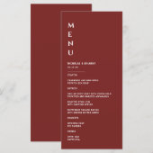Minimalistische Bourgondische Bruiloft Menu (Voorkant / Achterkant)