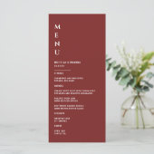Minimalistische Bourgondische Bruiloft Menu (Staand voorkant)