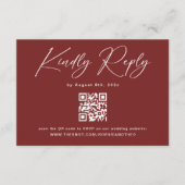 Minimalistische Bourgondische bruiloft RSVP Kaart  (Voorkant)